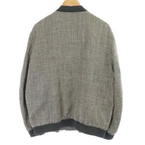 Salvatore Ferragamo 近年モデル ヘリンボーン ブルゾン ジップアップ シルク混 イタリア製 グレー