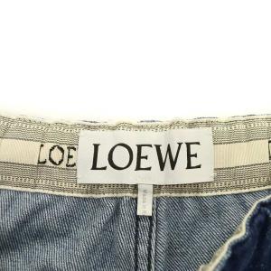 LOEWE デニムパンツ ジーンズ ハーフ イージー アナグラム刺繍 ボタンフライ インディゴ ハンガー付き