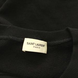 SAINT LAURENT PARIS 2019年製 プリント スウェット トレーナー 長袖 プルオーバー XS ブラック シルバー