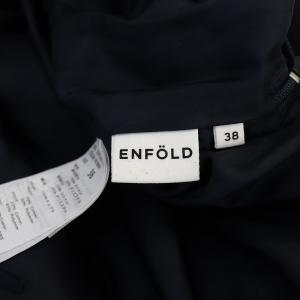 ENFOLD 19SS フェイクレイヤードスカート ハイウエスト ロング丈 チェック 38 M ネイビー グレー