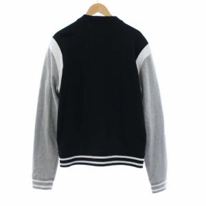 Maison Kitsuné テディジャケット スタジャン スタジアムジャンパー キツネ 刺繍 L ブラック グレー