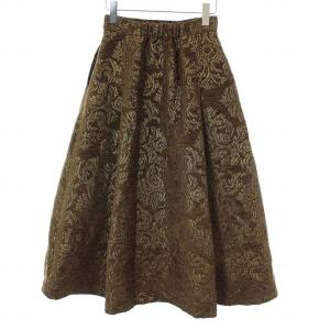 Ameri VINTAGE DAMASK DIMENSIONAL SKIRT ブラウン
