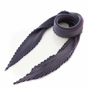 スカーフ プリーツ シルク100% ネイビー