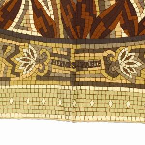 HERMES カレ90 CAVE FELEM 猫に注意 スカーフ ベージュ