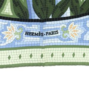 HERMES カレ90 CAVE FELEM 猫に注意 ブルー