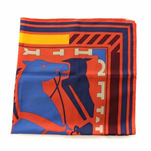 HERMES カレ90 PUZZLE スカーフ シルク サテン 馬 フランス製 マルチカラー