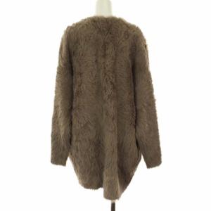 CELFORD 20AW ファーライク ノーカラーカーディガン ロング 長袖 フェイクファー F モカ ブラウン