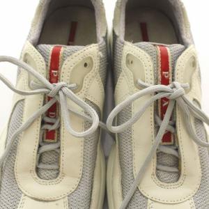 PRADA SPORT スニーカー ランニング シューズ レザー スエード 37 24cm ホワイト グレー