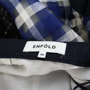 ENFOLD 18SS フレアスカート ロング マキシ丈 チェック 切替 38 ブルー ブラック