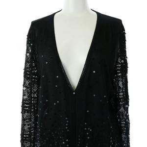 LEONARD ニットカーディガン スパンコール ブラック
