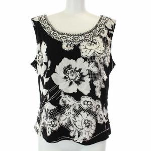 FASHION 花柄ノースリーブカットソー  LL ブラック