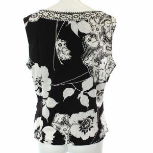 LEONARD FASHION 花柄ノースリーブカットソー  LL ブラック