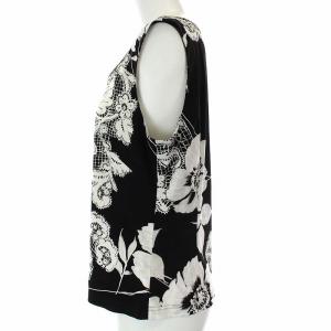 LEONARD FASHION 花柄ノースリーブカットソー  LL ブラック