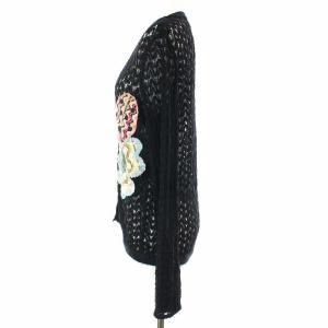 MISSONI 刺繍総レースニットカーディガン 42 ブラック