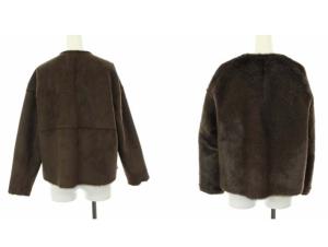 ANAYI リバーシブル フェイクファー ジャケット 36 ブラウン