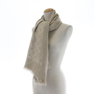LOUIS VUITTON モノグラム デュンヌ 大判ストール マフラー ショール フリンジ 絹 シルク アイボリー