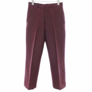 アンクル丈ストレートパンツ ジップフライ シルク混 38 ボルドー