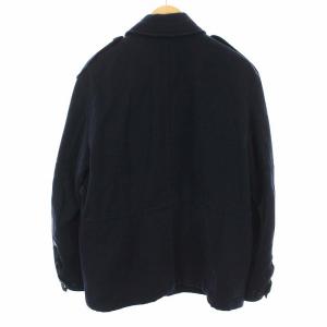 POLO RALPH LAUREN ウールコート 裏地チェック ジップアップ M ネイビー