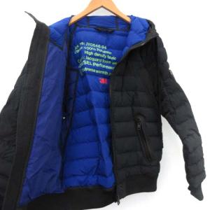 DIESEL 中綿ジャケット ヴィンテージ加工 ブルゾン フード ロゴ S ブラック