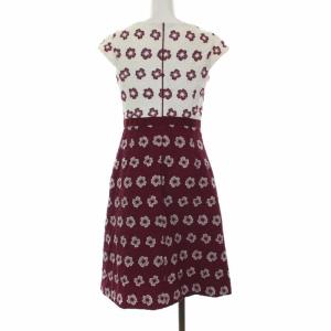 TOCCA 18AW 花柄 刺繍 ワンピース ひざ丈 フレンチスリーブ 0 パープル ホワイト