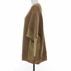 N°21 サテン切替ニットカットソー ブラウン