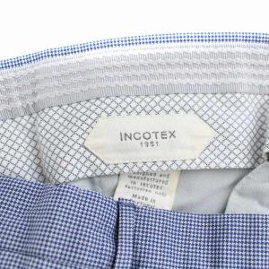 INCOTEX SLOWWEAR SUPER100S パンツ ウール 千鳥柄 46 M ブルー