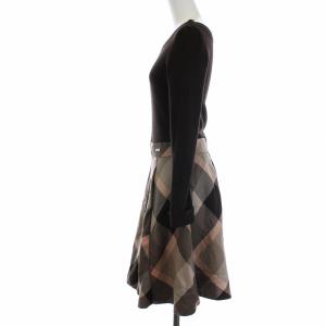 BLUE LABEL CRESTBRIDGE 19AW ドッキングニットチェックワンピース 38 ブラウン