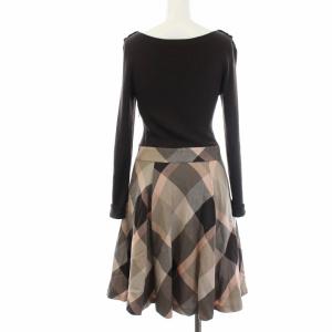BLUE LABEL CRESTBRIDGE 19AW ドッキングニットチェックワンピース 38 ブラウン