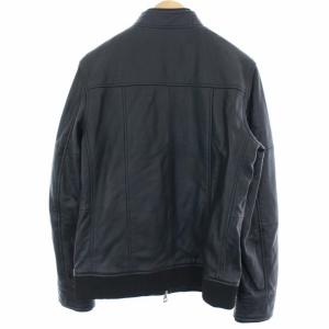 AKM ライダース レザージャケット シングル ラムレザー 48 L 黒 ブラック