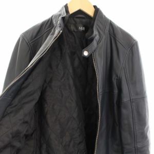 AKM ライダース レザージャケット シングル ラムレザー 48 L 黒 ブラック