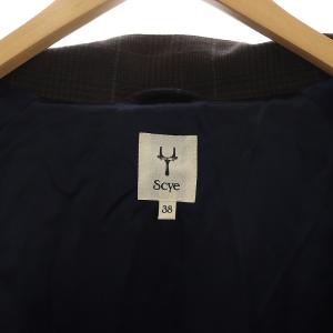 Scye ウールチェックジップアップジャケット ブラウン