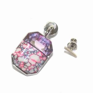 ピアス セパレート カラーストーン 大理石 シルバー ピンク