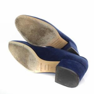 Sergio Rossi チャンキーヒール パンプス ポインテッドトゥ スエード 36 ネイビー