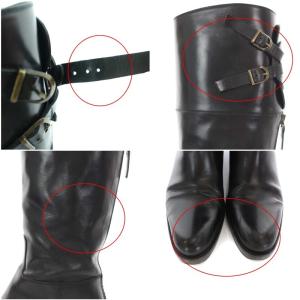 SARTORE ジョッキーブーツ ロングブーツ バックベルト レザー 36 ブラック