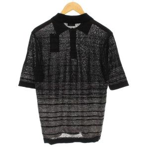 SAINT LAURENT PARIS 19年製 ニットポロシャツ リネン混 S ブラック