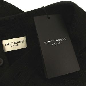 SAINT LAURENT PARIS 19年製 ニットポロシャツ リネン混 S ブラック