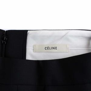 CELINE フィービー期 ひざ丈 タイトスカート ウール シルク混 フランス製 36 ブラック