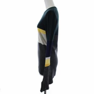 ENFOLD 19AW striped fine knit sweater M カーキ 