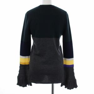 ENFOLD 19AW striped fine knit sweater M カーキ 