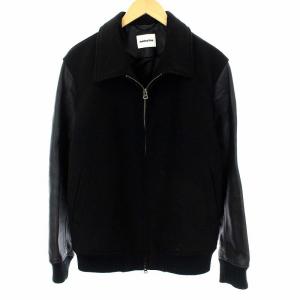 ジャケット ブルゾン 切替 袖ラムレザー アウター XL ブラック