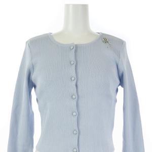 René ビジューリブニットカーディガン 水色