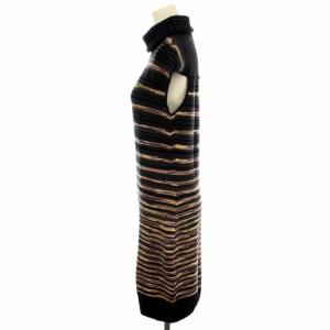 MISSONI タートルネックミニボーダーニットワンピース 40 ブラック