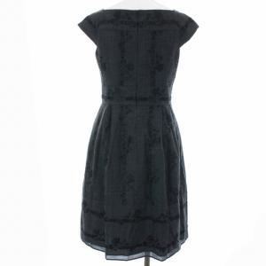 TOCCA 2018 ワンピース ひざ丈 スクエアネック 半袖 刺繍 花柄 ウール 00 グレー ブラック