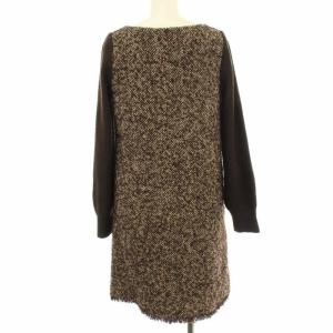 BLUE LABEL CRESTBRIDGE 19AW ワンピース ミニ ツイード ニット 切替 36 ブラウン