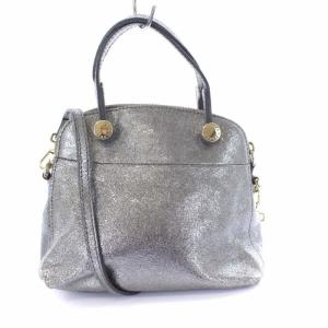 パイパーショルダーバッグ 2WAY ラメ ミニ レザー シルバー