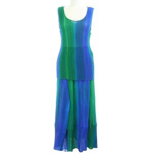 セットアップ プリーツ 青 緑