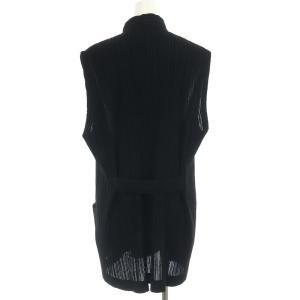 イッセイミヤケ me フリンジプリーツ黒ノースリーブベスト