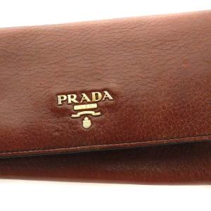 PRADA 長財布 小銭入れ ゴールド金具 レザー 牛革 ボルドー