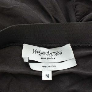 YVES SAINT LAURENT rive gauche タイトスカート ニット フリル 薄手 イタリア製 M ブラウン