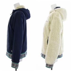 Columbia チロリアンリブジャケット リバーシブル フード ボア ジップアップ M ネイビー アイボリー